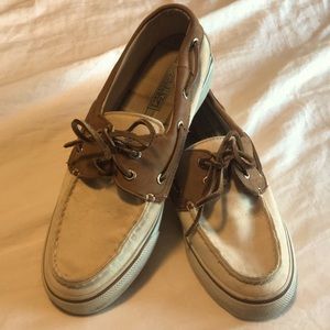 Sperry Cream Canvas Boat Shoe